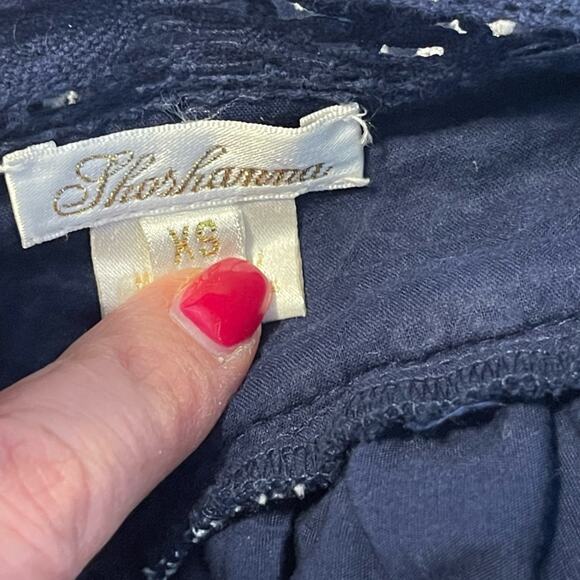 Shoshanna Calah 100% Cotton Boho Embroidered Peasant Top Blouse Navy White XS - Picture 10 of 10